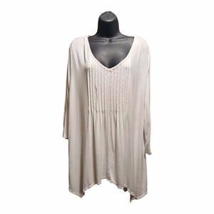 Simply Emma Women's White Pintuck V-Neck Tunic 2XL JC485